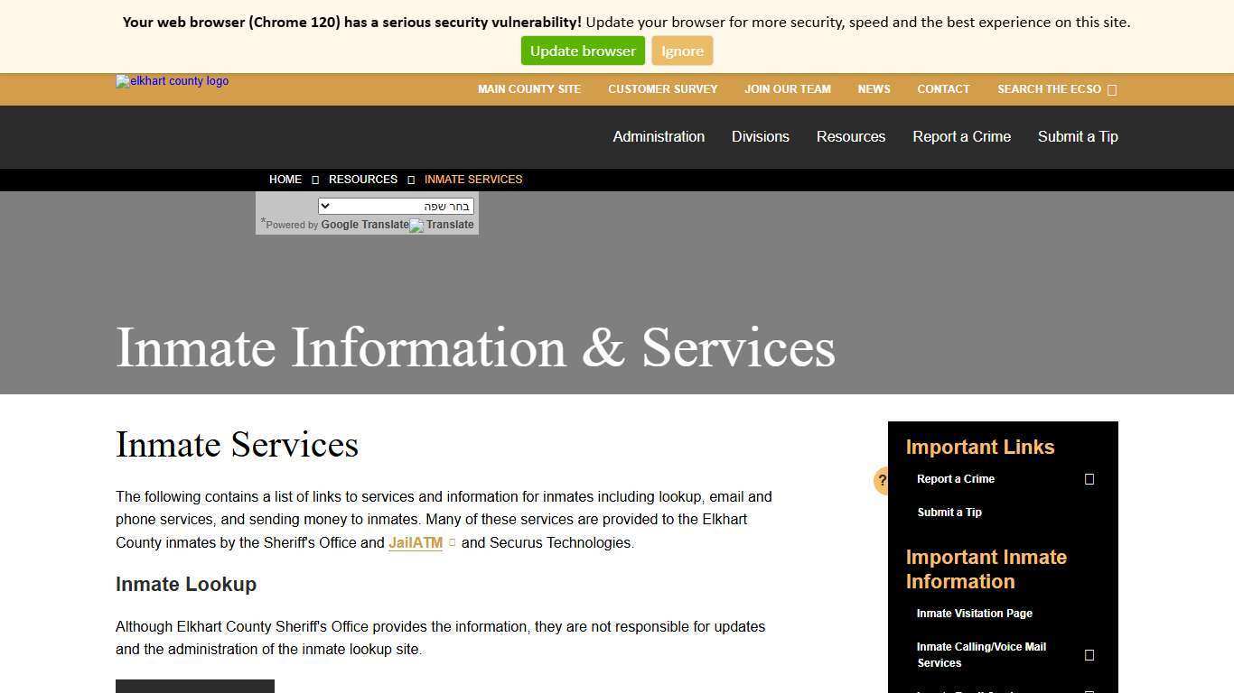 Inmate Services - Elkhart County Sheriff's Office