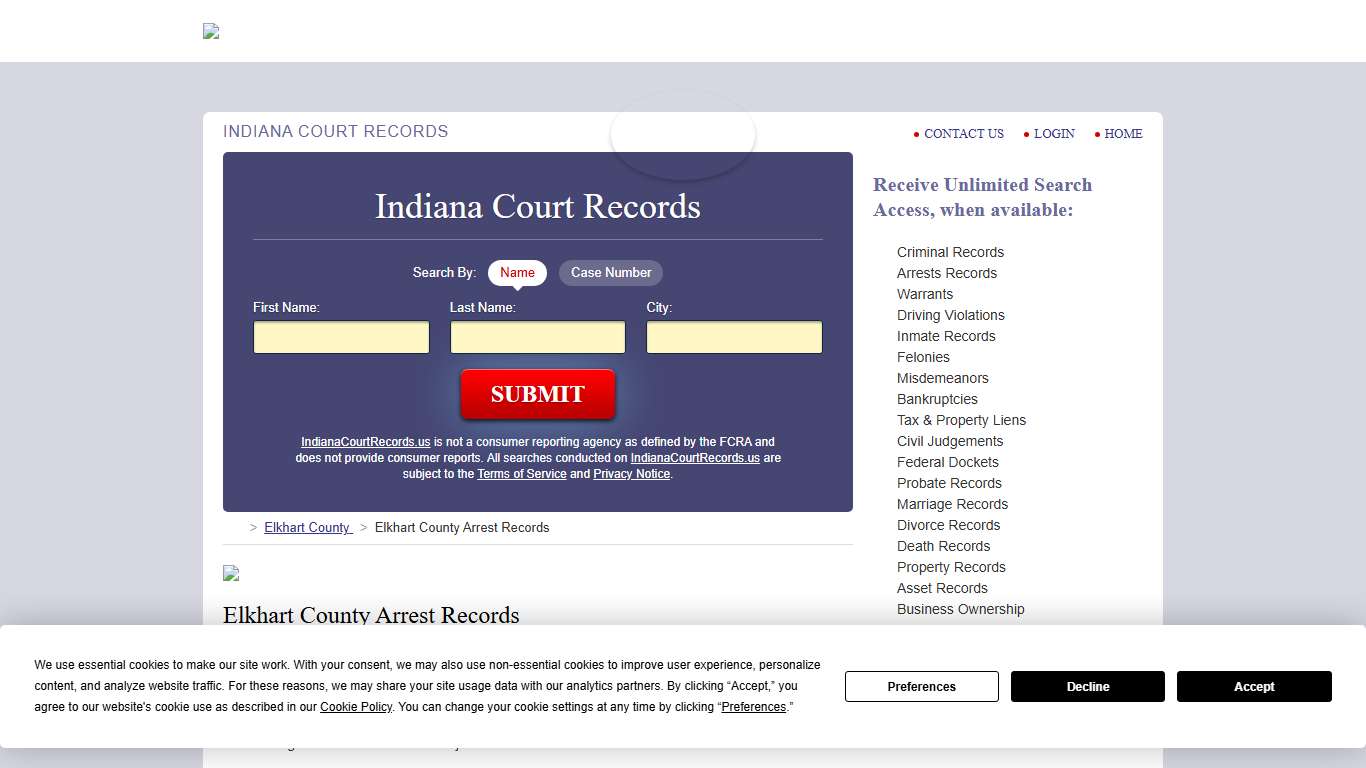 Elkhart County Arrest Records | IndianaCourtRecords.us